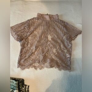 Taupe Lace Crop Top